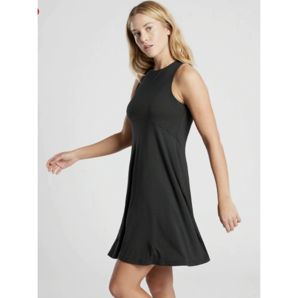 Athleta Santorini Thistle Mini Dress Black Sleeveless Racerback A-Line Size SP